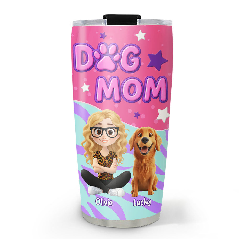 Custom Christmas Birthday Gifts For Dog Mom, Dog Lovers • Pink Dog Mom - Personalized Tumbler