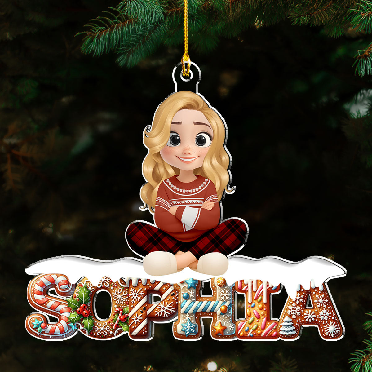 Family Member Gingerbread Name - Personalized Acrylic Ornament