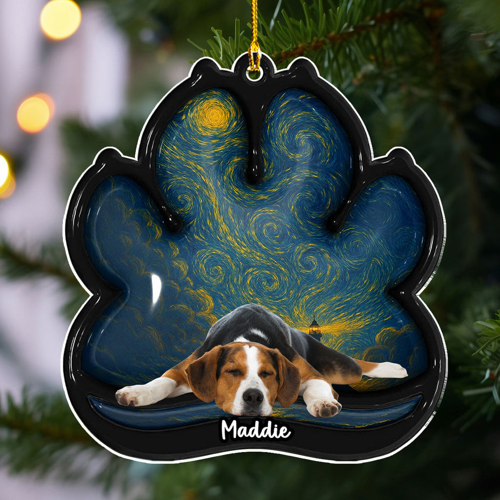Custom Christmas Decor Home Birthday Gifts For Dog Mom, Dog Lovers • Lay Here With Me Photo - Personalized 3D Effect Acrylic Ornament
