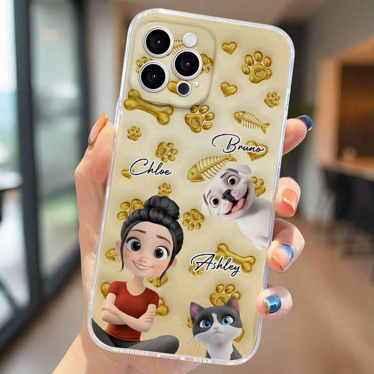 Gold Glitter Pet Mom - Personalized 3D Effect Phone Case