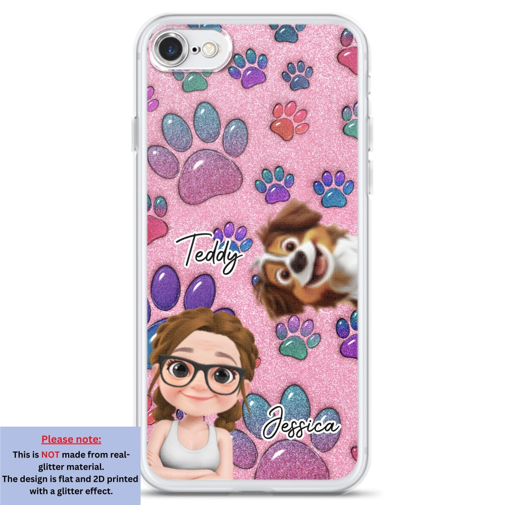 Glittery Paw Mom Pet Ver - Personalized Phone Case