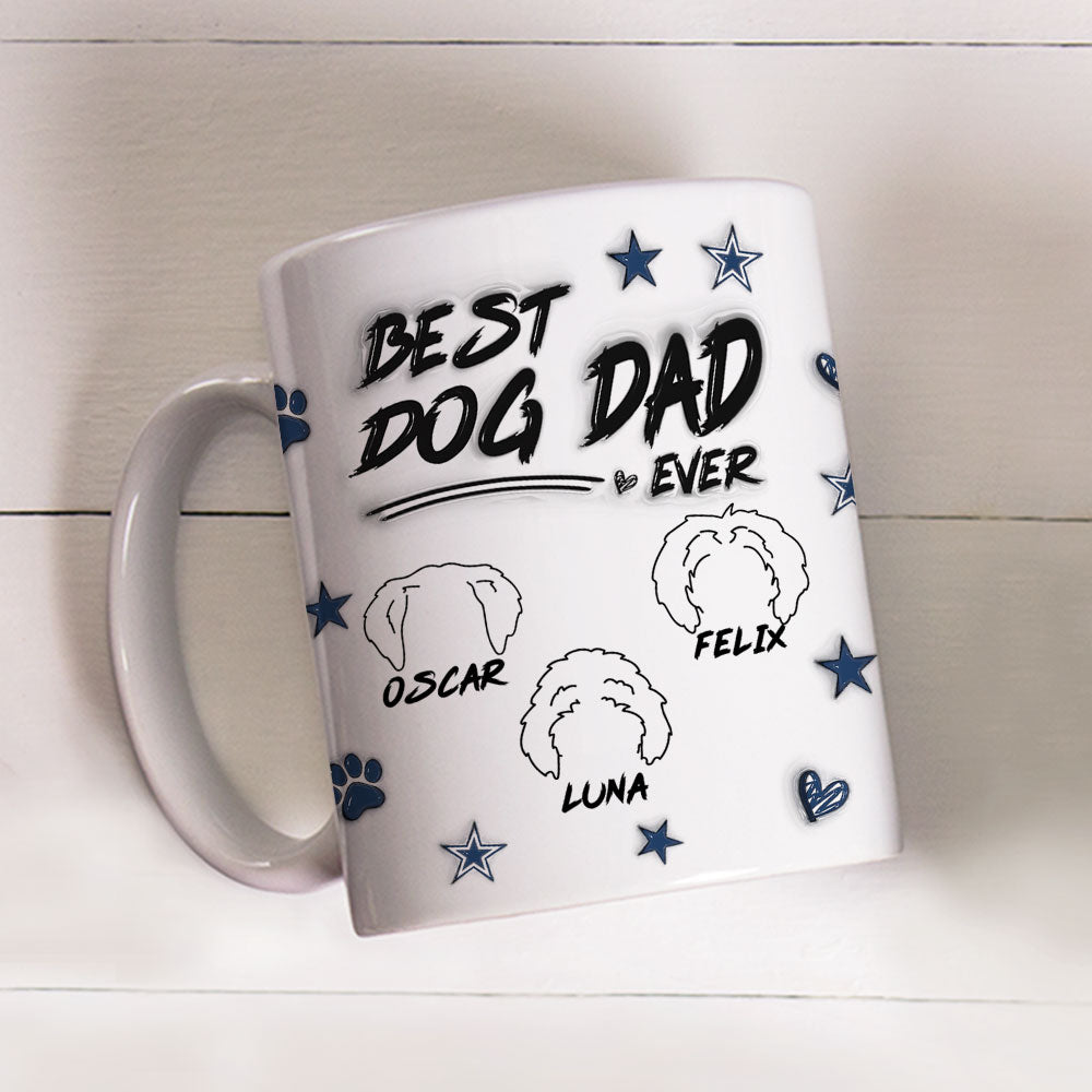 Custom Christmas Birthday Gifts For Pet Dad, Pet Lovers • Best Dog Dad Line - Personalized 3D Inflated Effect Mug