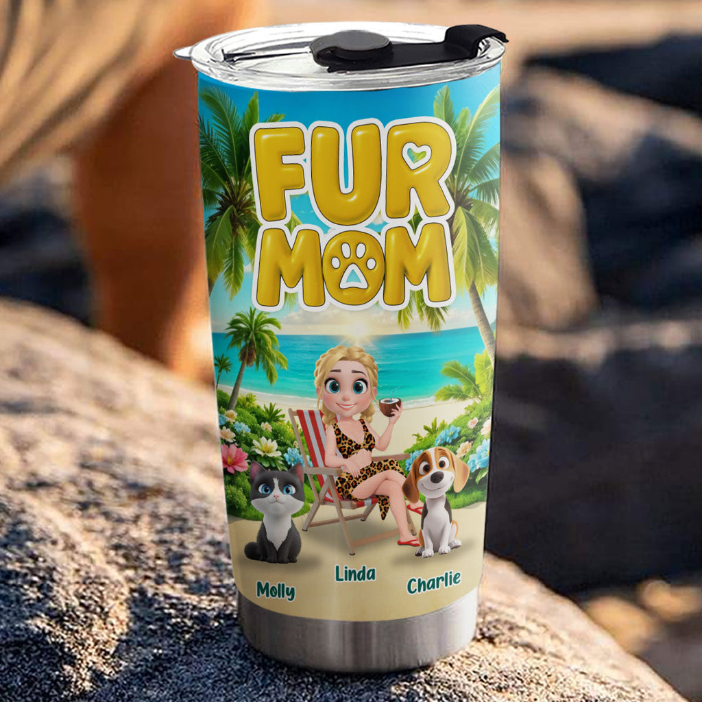 Custom Christmas Birthday Gifts For Pet Mom, Pet Lovers • Fur Babies Mom Summer - Personalized Tumbler