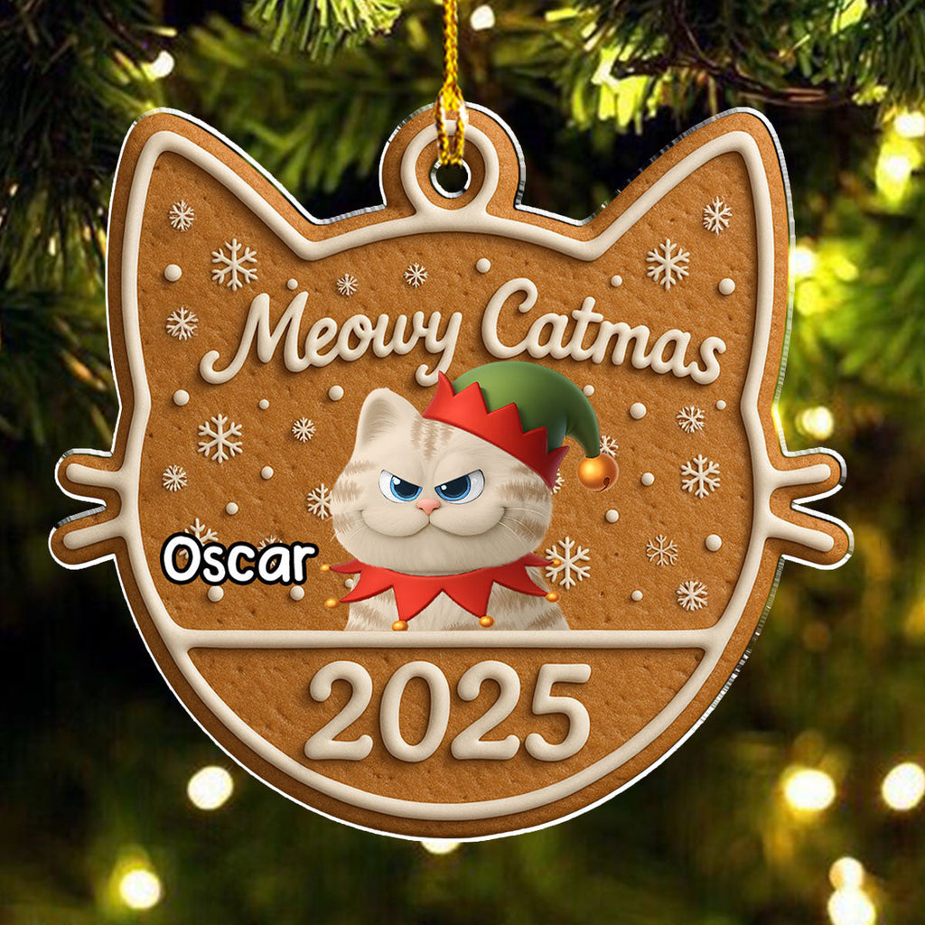 Custom Christmas Decor Home Birthday Gifts For Cat Lovers • Chunky Catmas - Personalized Acrylic Ornament