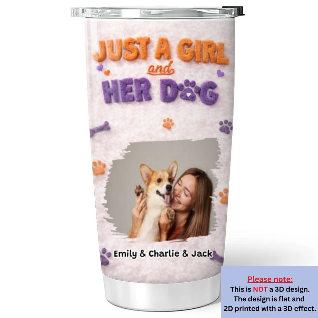 Custom Photo Christmas Birthday Gifts For Dog Mom, Dog Lovers • Me And The Dog Photo - Personalized 3D Effect Tumbler