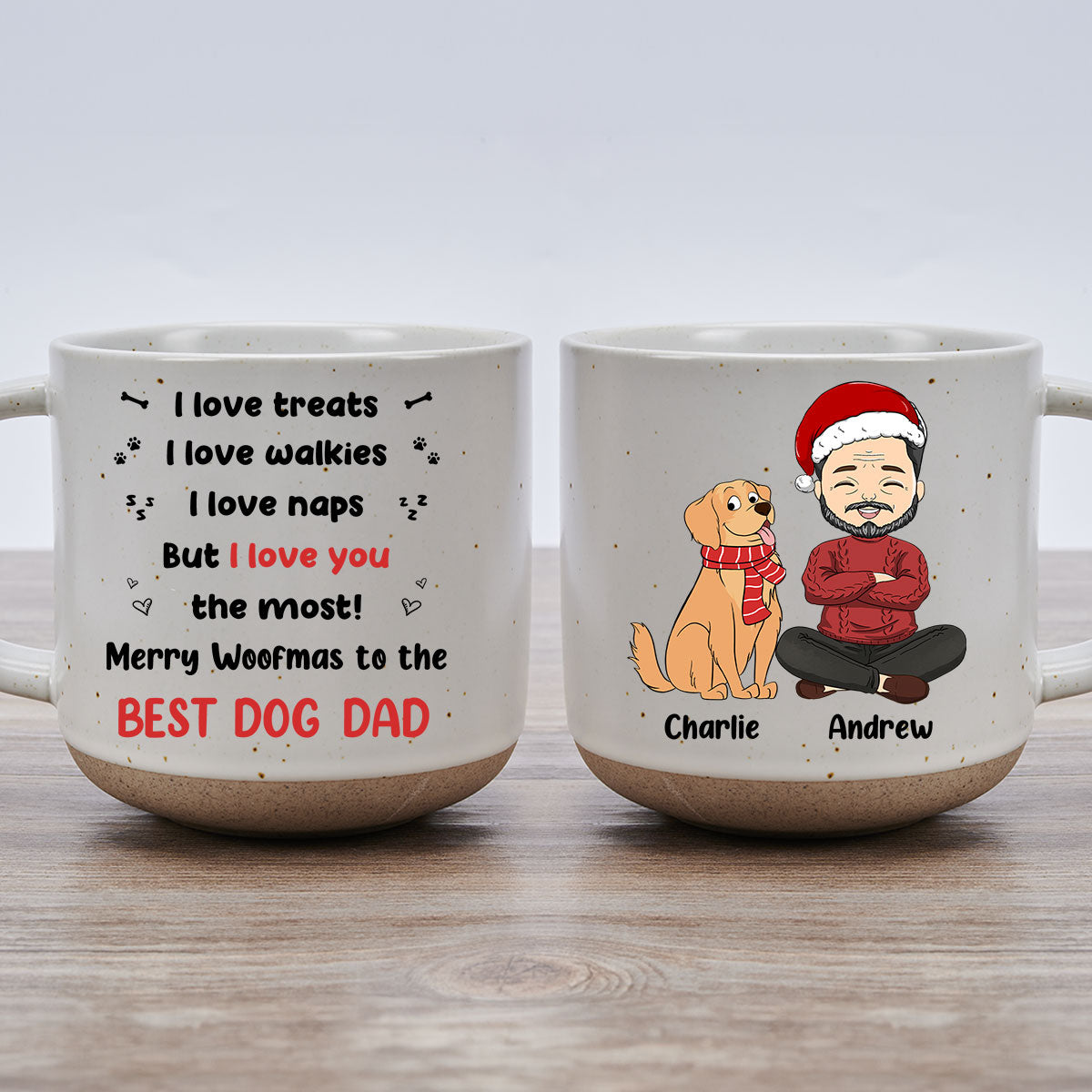 Custom Christmas Birthday Gifts For Dog Lovers • Mom Dad We Love You The Most - Personalized Pottery Mug