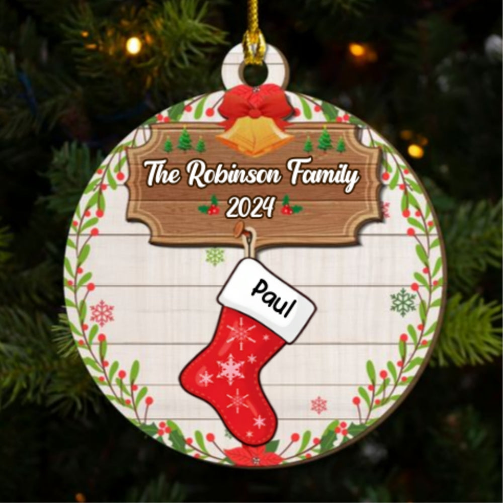 Lovely Family With Pet - Personalized Freeshape 2-Layered Wood Ornament