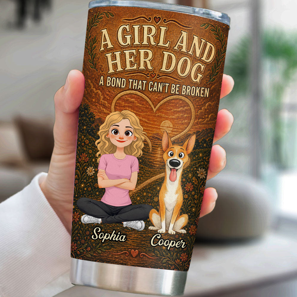 Custom Christmas Birthday Gifts For Dog Mom, Dog Lovers • Forever Side By Side - Personalized 3D Effect Tumbler