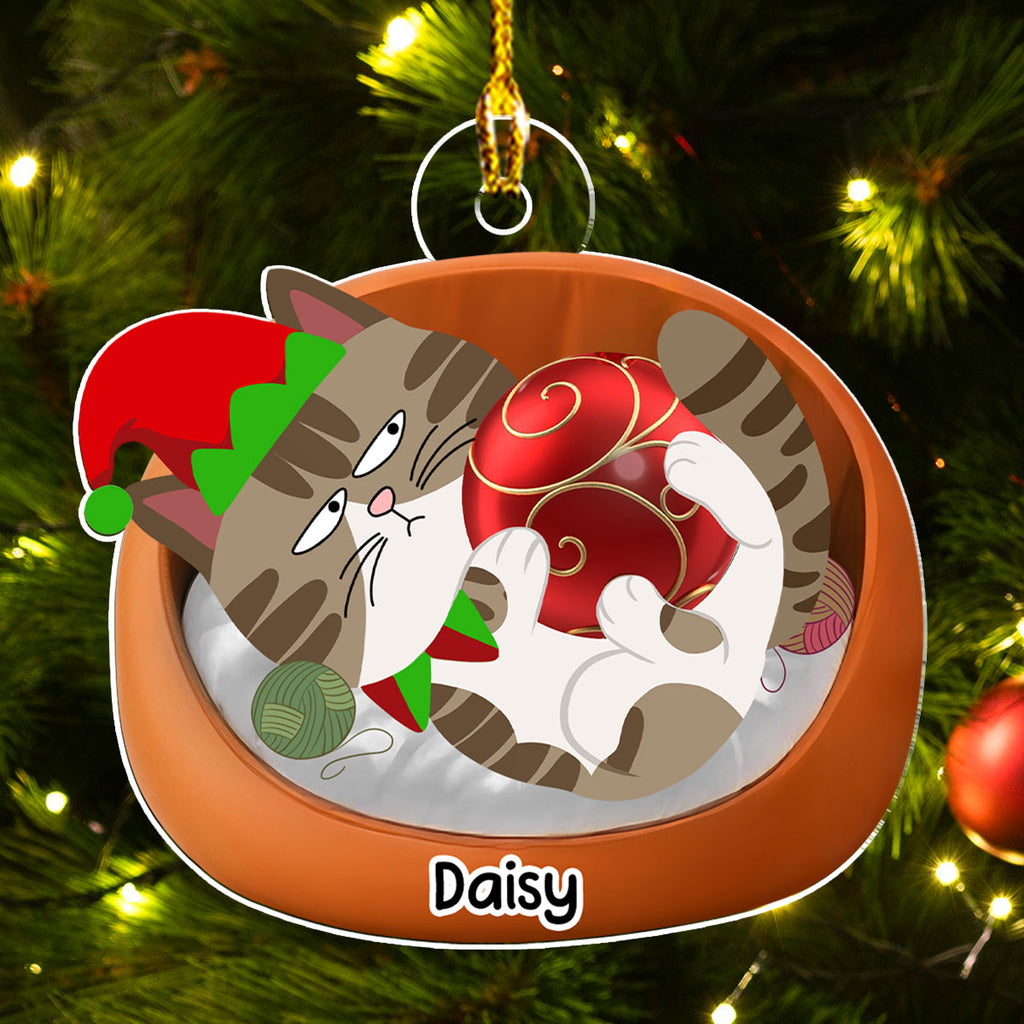 Custom Christmas Decor Home Birthday Gifts For Cat Lovers • Lovely Swinging Cat - Personalized Acrylic Ornament