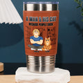 Custom Father's day Birthday Gifts For Cat Dad, Cat Lovers • Cat Over People - Personalized Leather Tumbler