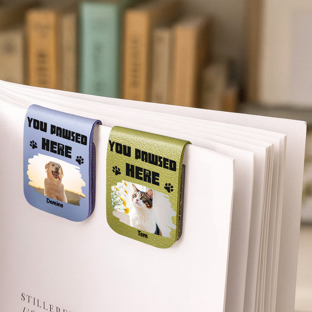 You Pawsed Here Photo - Personalized Leather Bookmark