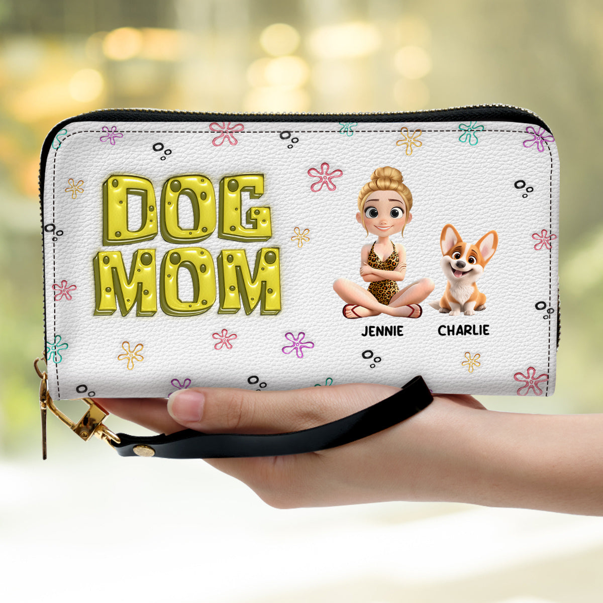 Sponge Dog Mom Version 2 - Personalized Leather Wallet