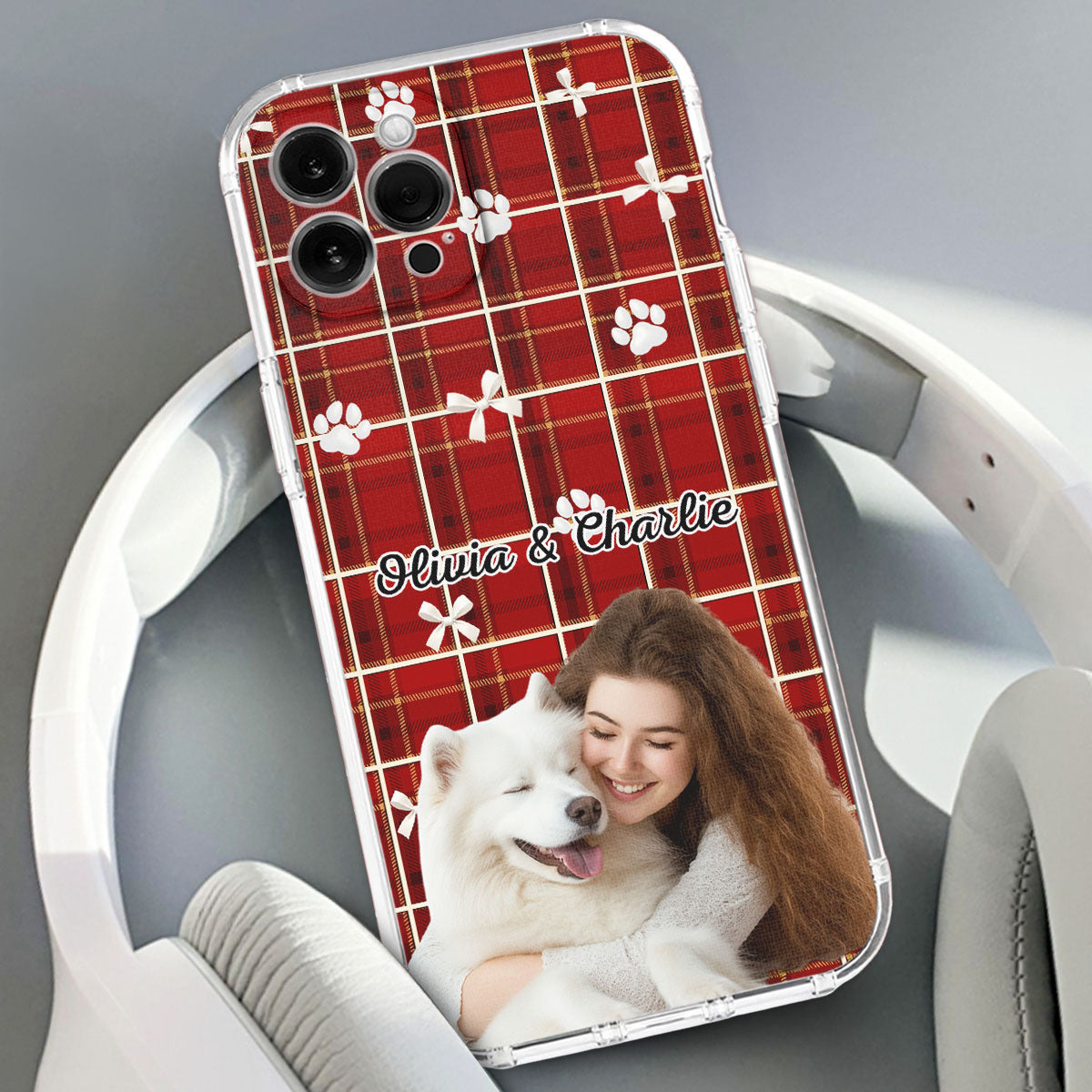 Dog Mom Bow Paw Photo - Personalized Phone Case