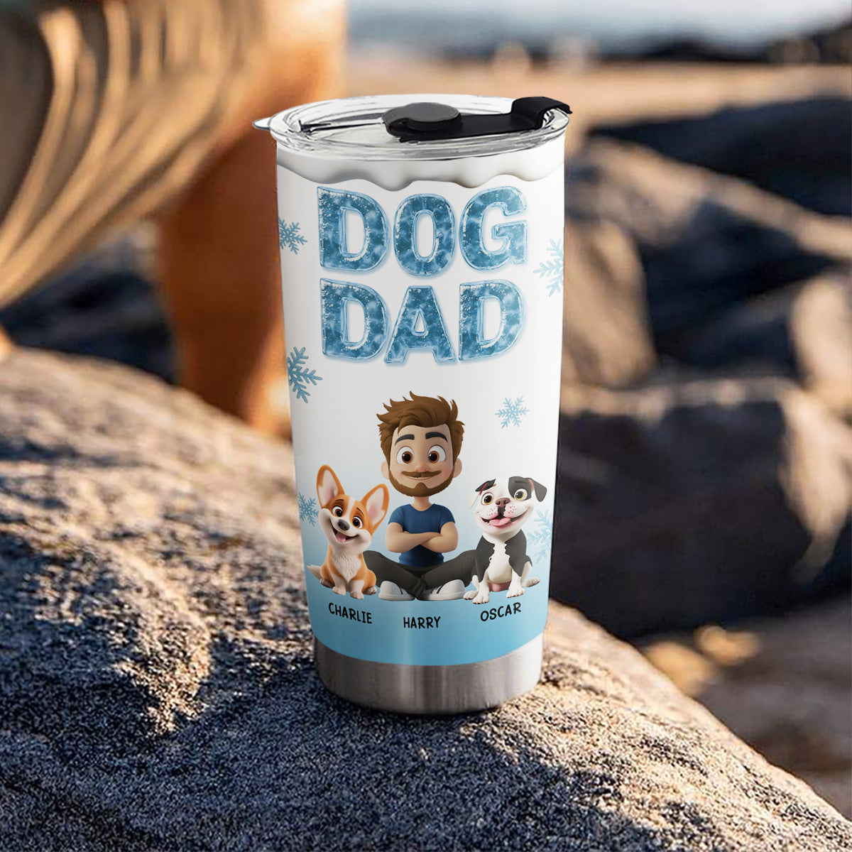 Custom Christmas Birthday Gifts For Dog Lovers • Dog Mom Dad Ice - Personalized 3D Effect Tumbler
