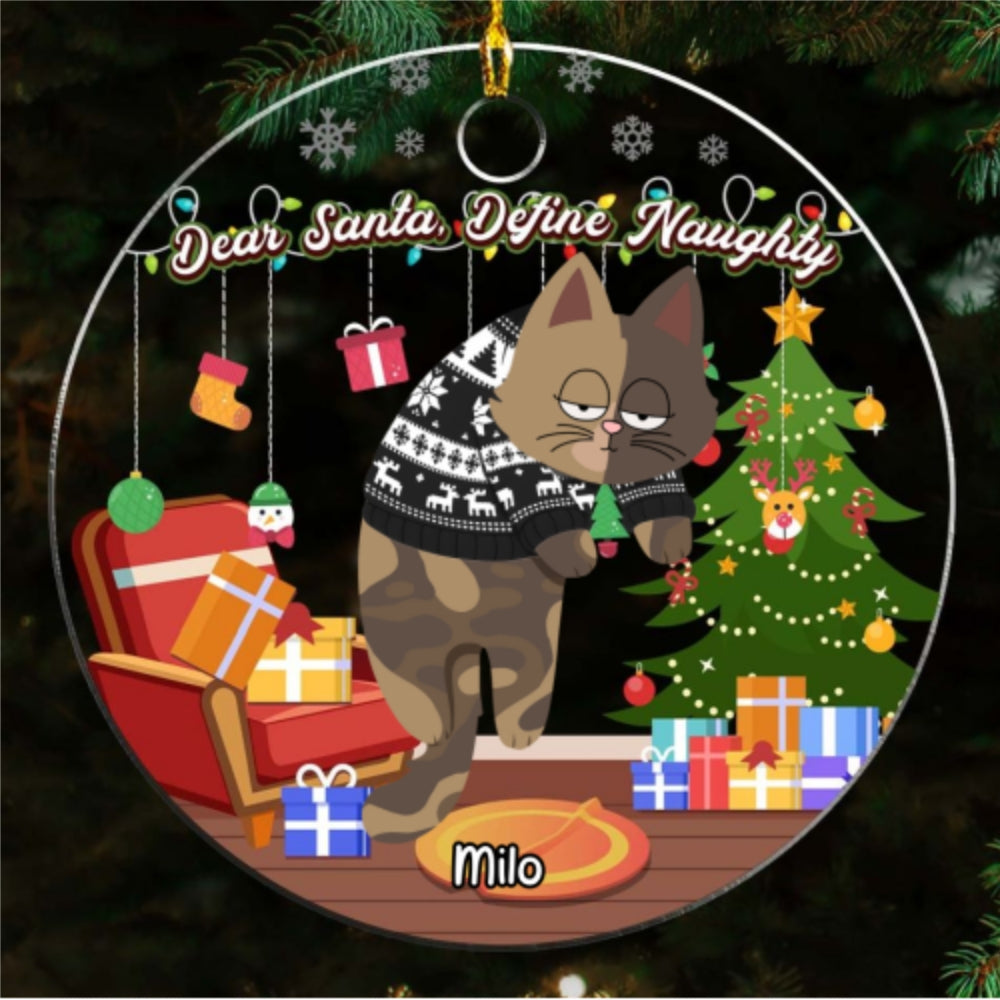 Feliz Naughty Cats - Personalized Acrylic Ornament