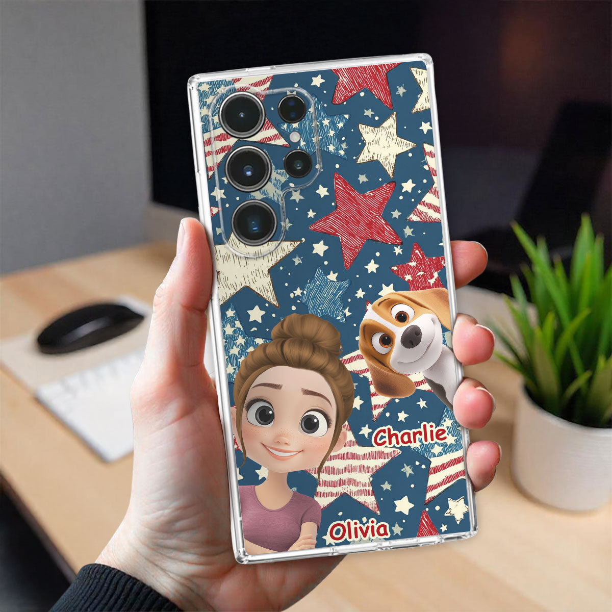 Dog Mom American Star - Personalized Phone Case