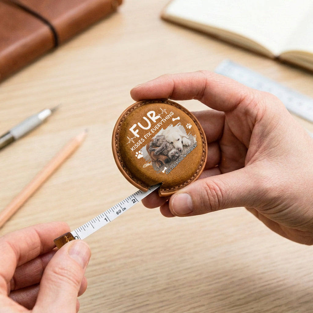 Pet Kisses Photo - Personalized Leather Tape Measure