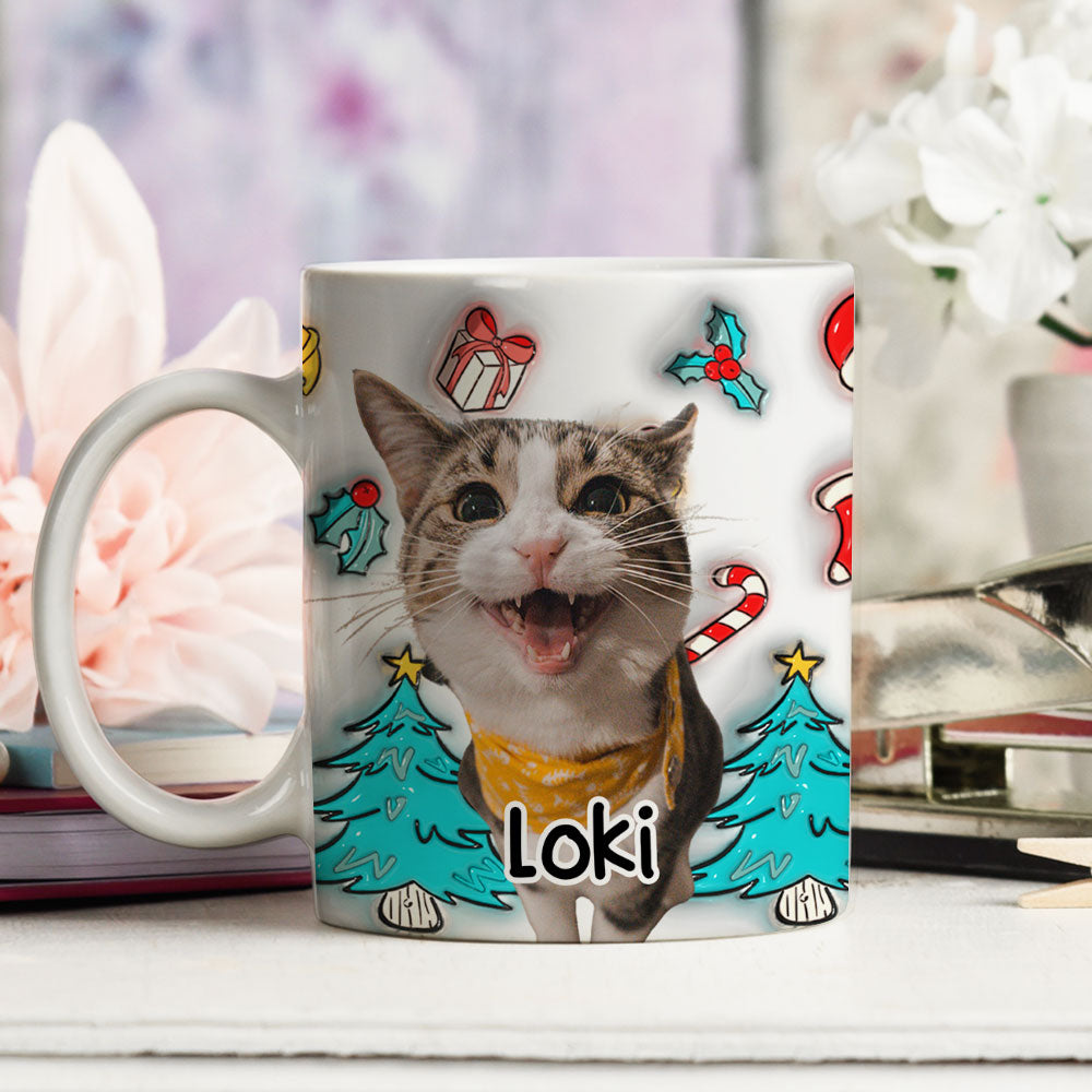 Custom Photo Christmas Birthday Gifts For Pet Mom, Pet Lovers • Santa Is Coming Photo - Personalized 3D Inflated Effect Mug