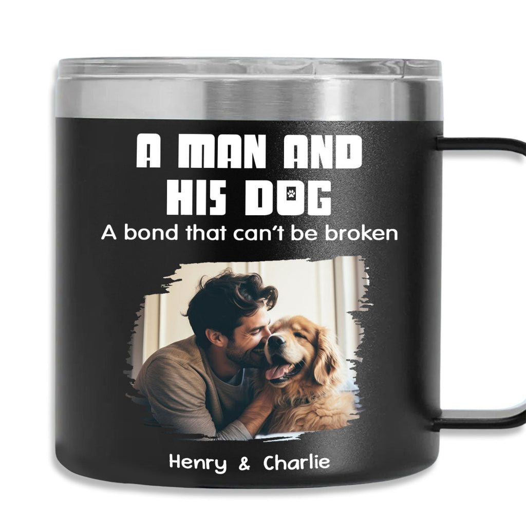 Custom Photo Father's day Birthday Gifts For Dog Dad, Dog Lovers • Best Dad Ever Photo - Personalized 14oz Stainless Steel Tumbler With Handle