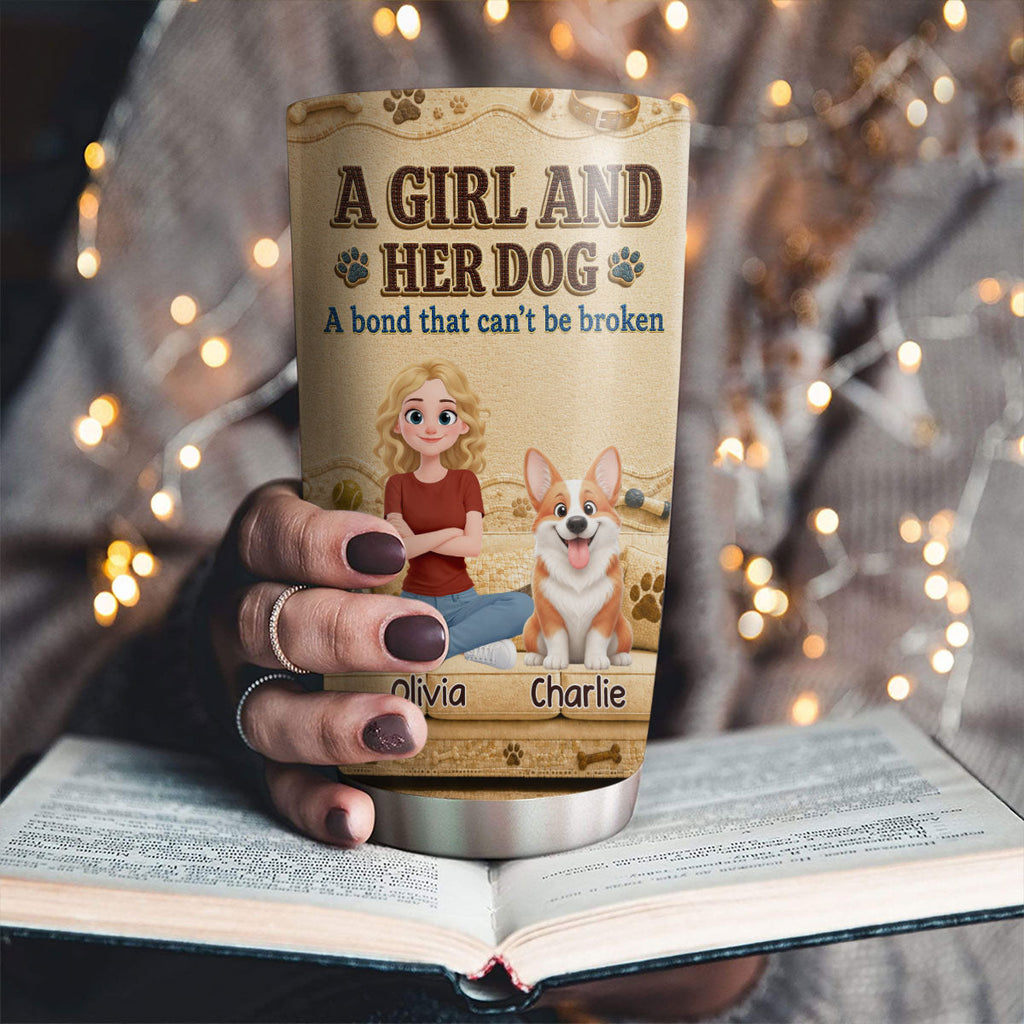 Custom Christmas Birthday Gifts For Dog Mom, Dog Lovers • Snuggly Girl And Her Lovely Dogs - Personalized 3D Effect Tumbler