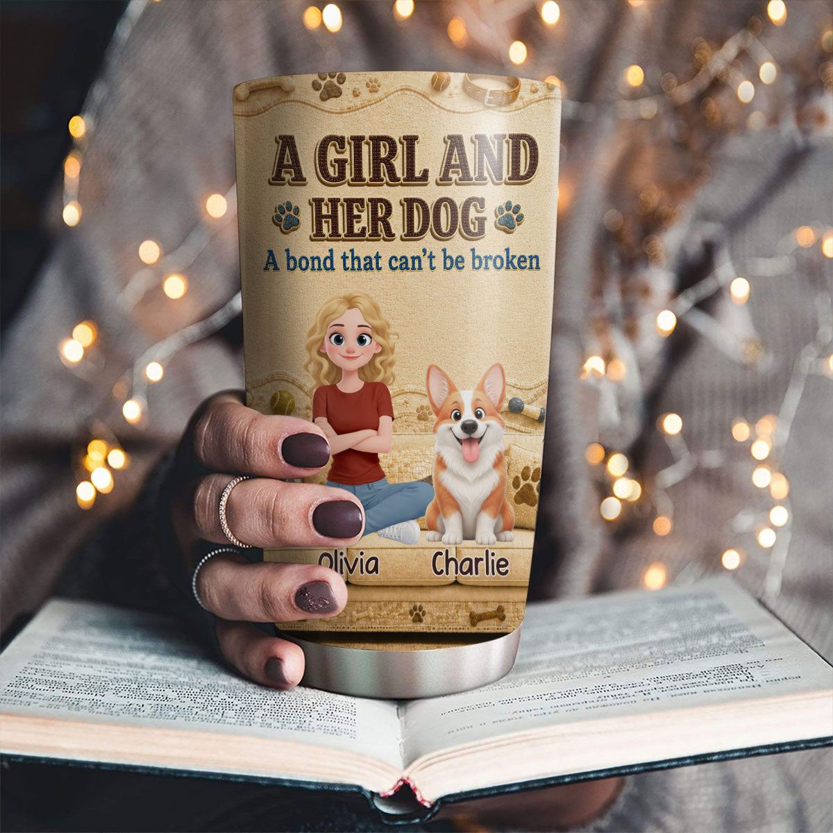 Custom Christmas Birthday Gifts For Dog Mom, Dog Lovers • Snuggly Girl And Her Lovely Dogs - Personalized 3D Effect Tumbler