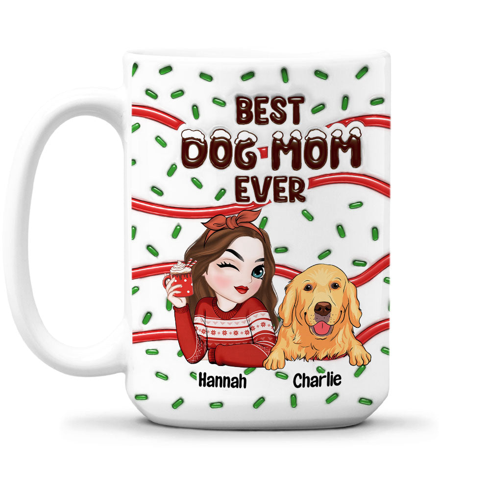 Custom Christmas Birthday Gifts For Dog Lovers • Best Dog Mom Dad Cake - Personalized 3D Inflated Effect Mug