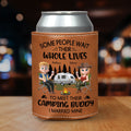 Sharing Every Campfire Night - Personalized Leather Can Cooler Holder