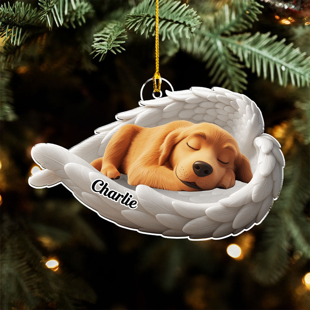 Custom Christmas Memorial Sympathy Gifts For Dogs, Cats • The Wings Of My Dog - Personalized Acrylic Ornament