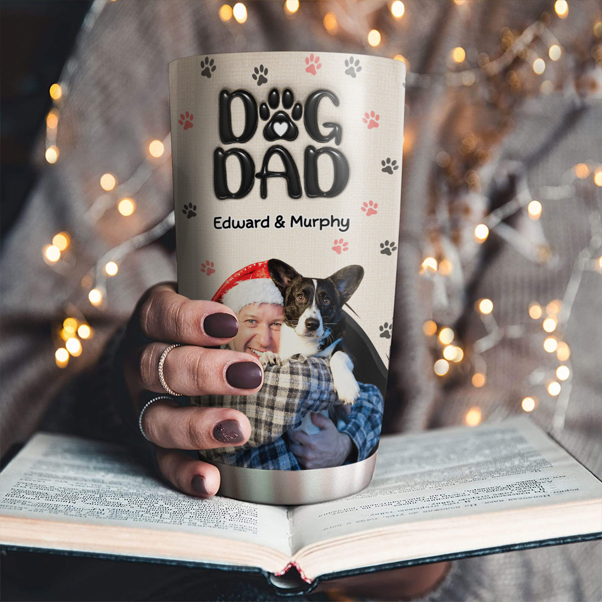 Custom Photo Christmas Birthday Gifts For Dog Dad, Dog Lovers • Dad Love You The Most Photo - Personalized 3D Inflated Effect Tumbler