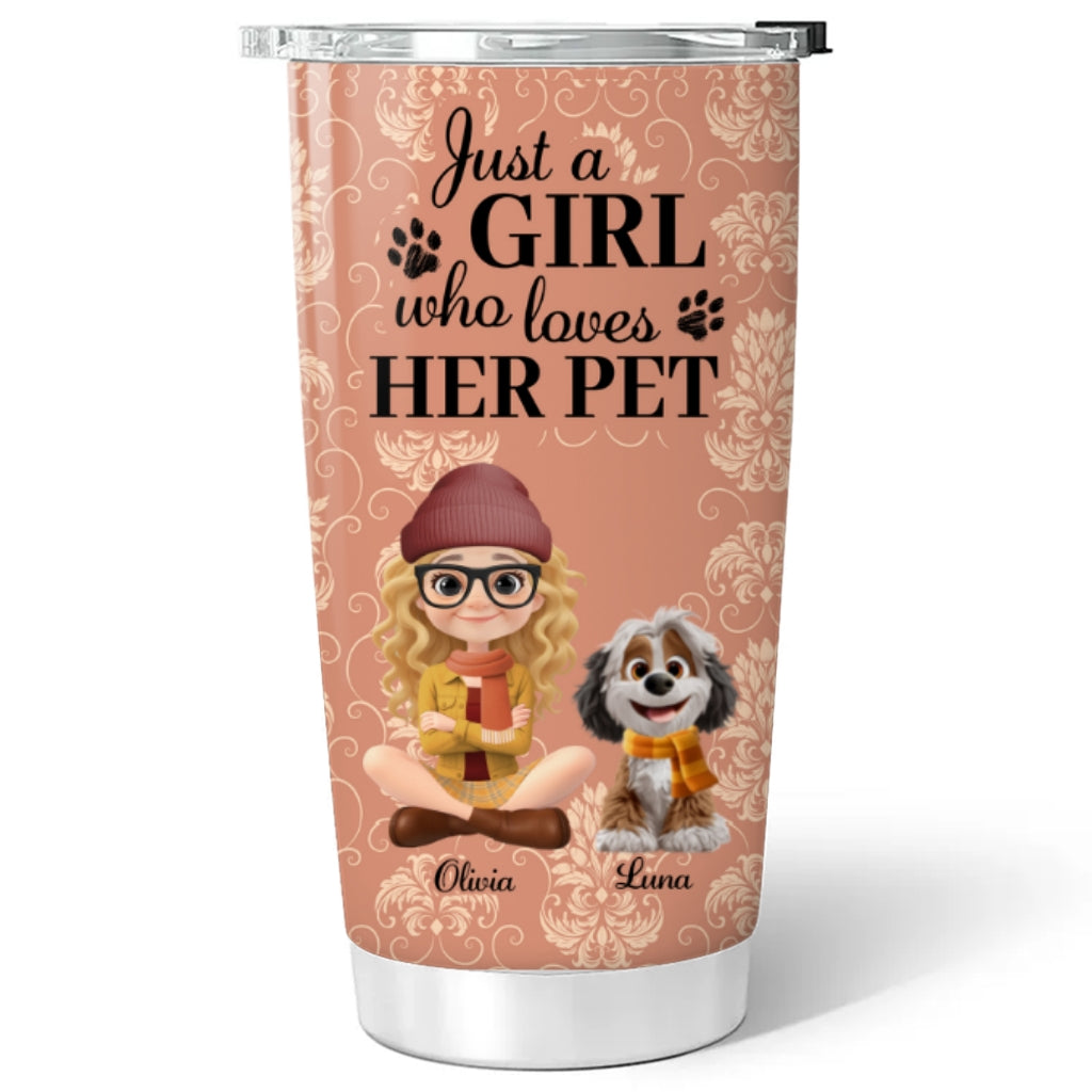 Custom Christmas Birthday Gifts For Pet Mom, Pet Lovers • Pumskin Pet And Girl - Personalized Tumbler