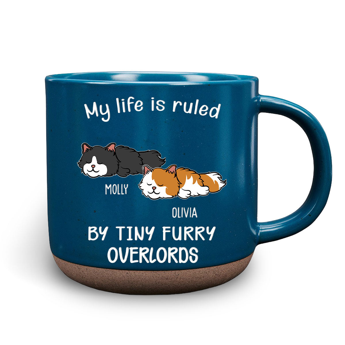 Custom Christmas Birthday Gifts For Pet Lovers • Ruled By Tiny Furry Overlords Ver Cat - Personalized Pottery Mug