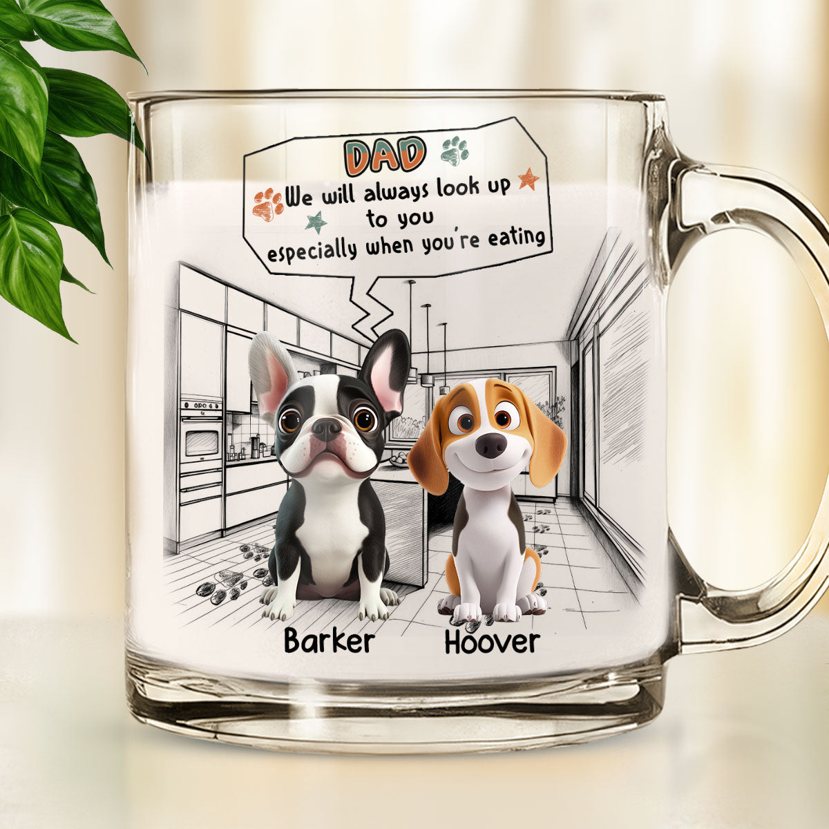 Custom Mother's Father's day Birthday Gifts For Dog Lovers • Keep Staring At You When Eating - Personalized Glass Mug