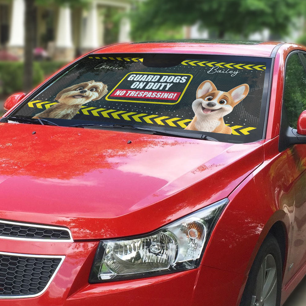 Custom Christmas Birthday Gifts Car Accessories for Dog Parents • No Trespassing - Personalized Car Sunshade