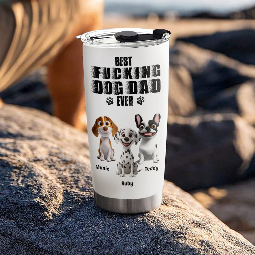 Custom Christmas Birthday Gifts For Dog Dad, Dog Lovers • Best Dad Ever Version 3 - Personalized Tumbler
