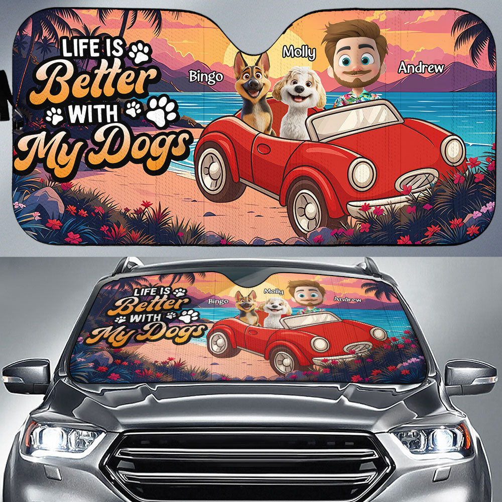 Custom Christmas Birthday Gifts Car Accessories for Dog Parents • Dog And Car - Personalized Car Sunshade