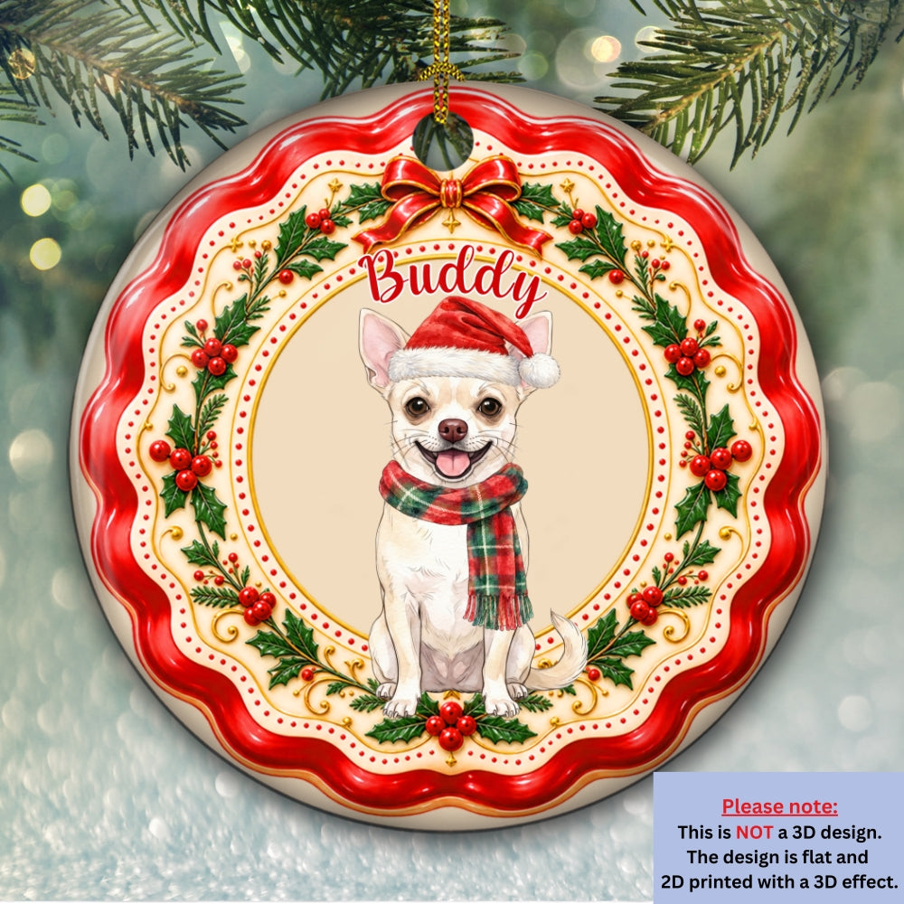 Custom Christmas Decor Home Birthday Gifts For Dog Mom, Dog Lovers • Merry Bright And Furry - Personalized 3D Effect Ceramic Ornament