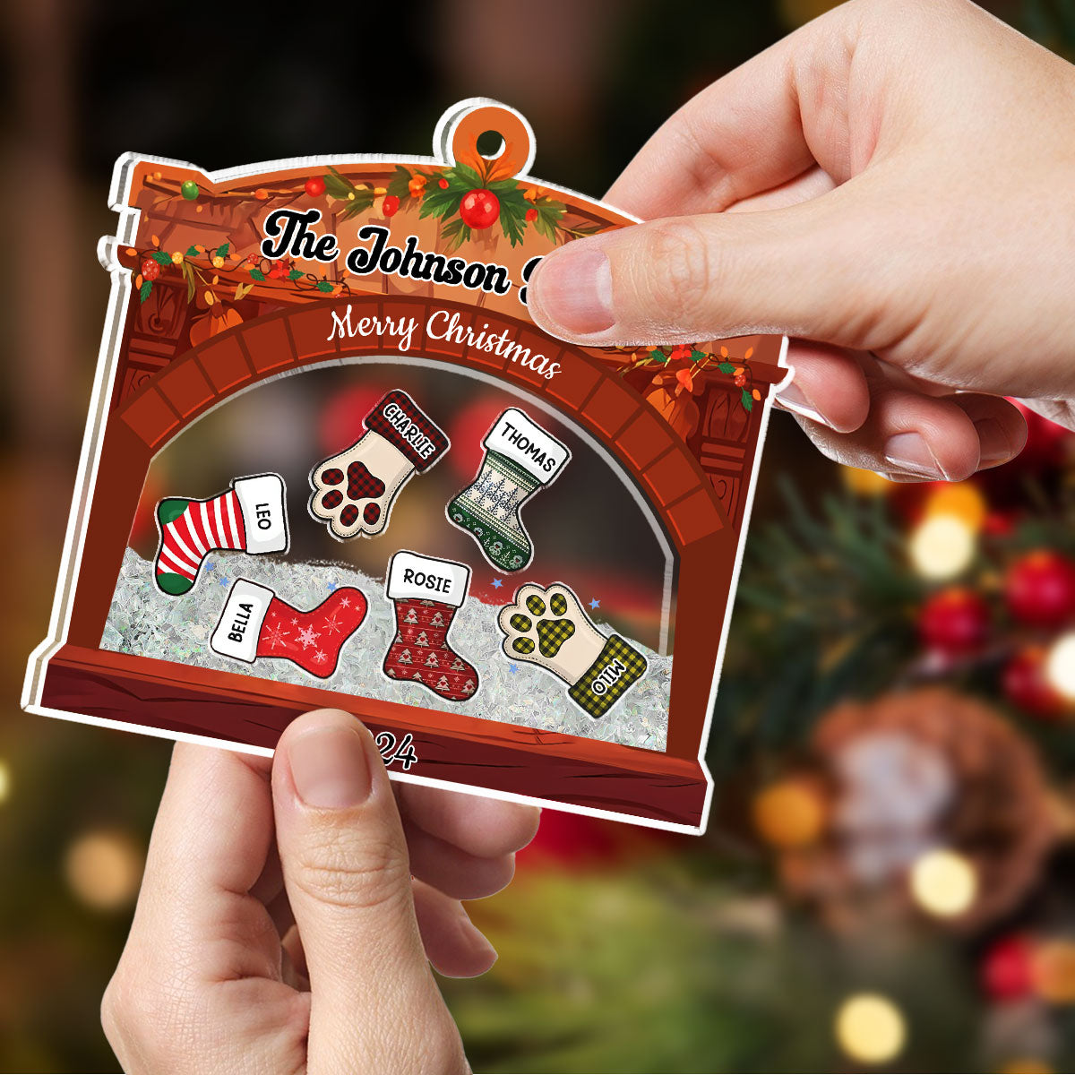 Christmas Family Stockings - Personalized Acrylic Shaker Ornament