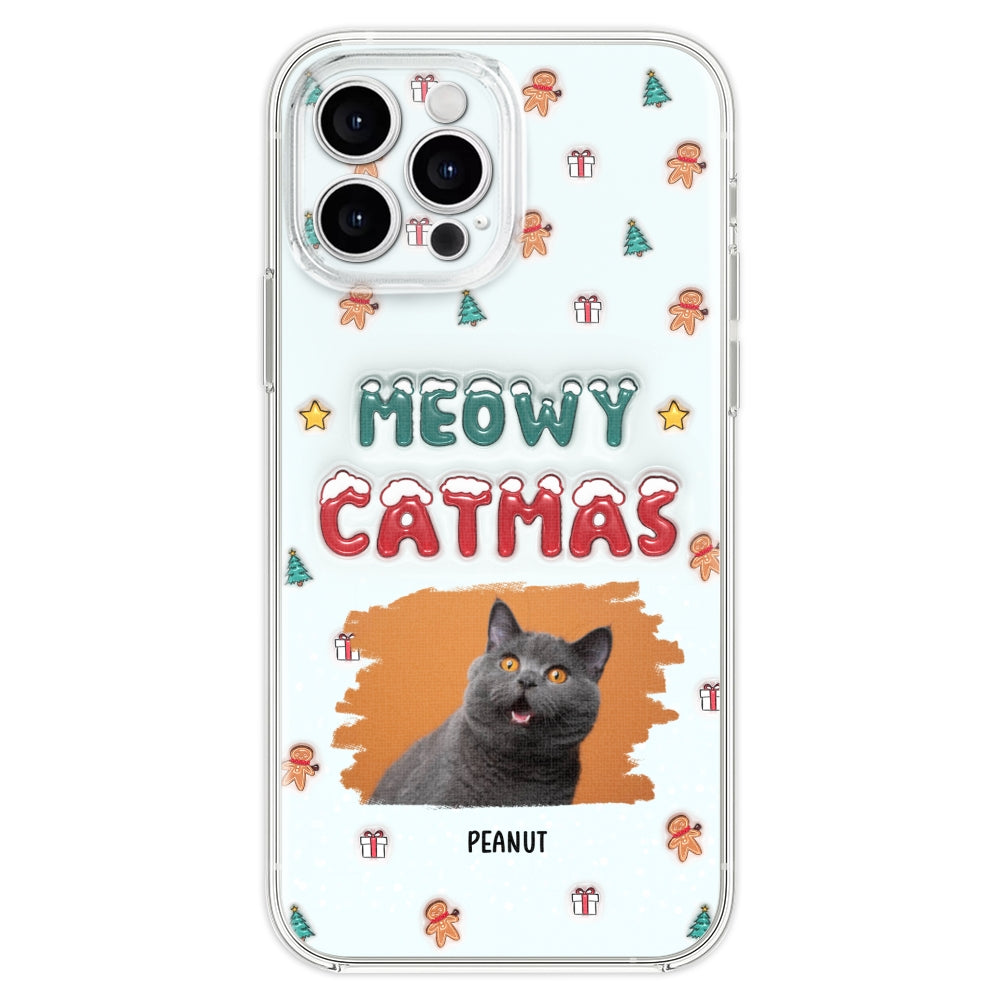 Christmas Cat Photo - Personalized 3D Inflated Effect Phone Case
