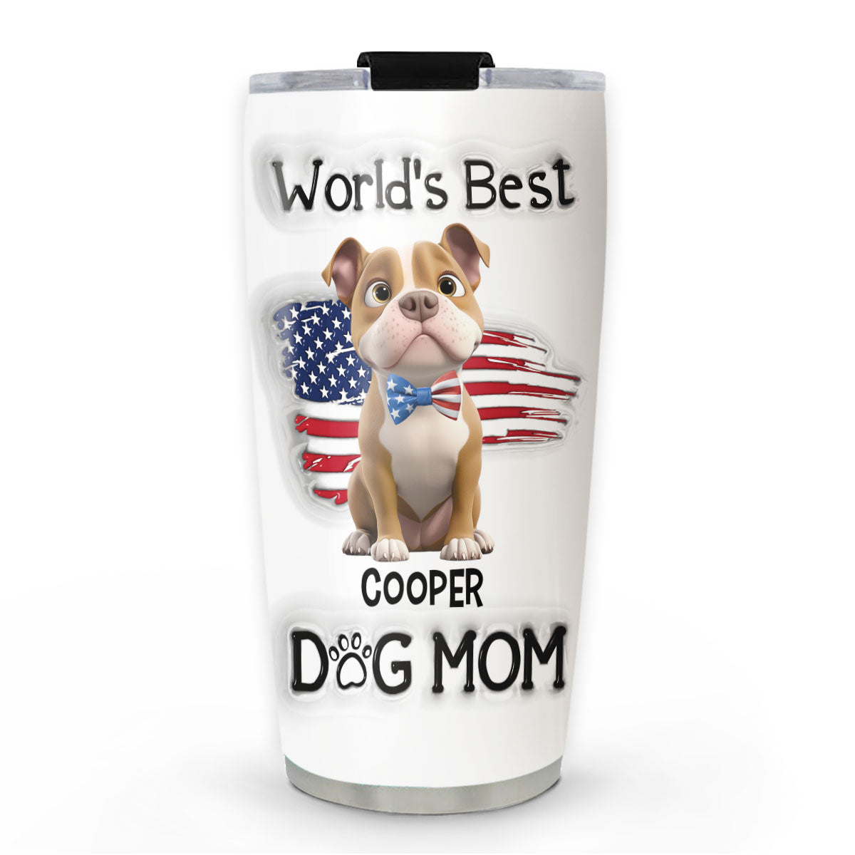 Custom Christmas Birthday Gifts For Dog Mom, Dog Lovers • Worldwide Best Mom - Personalized 3D Inflated Effect Tumbler