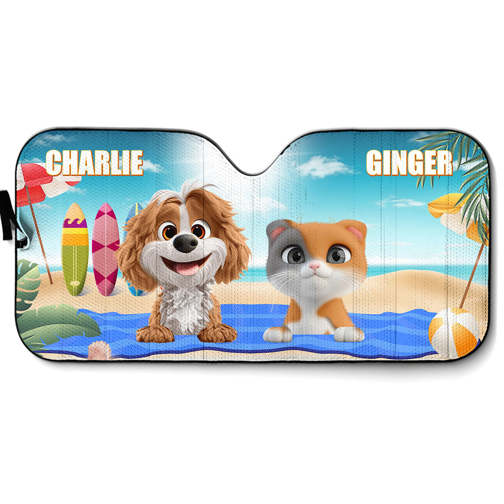 Custom Christmas Birthday Gifts Car Accessories for Pet Parents • Pet And Beach - Personalized Car Sunshade