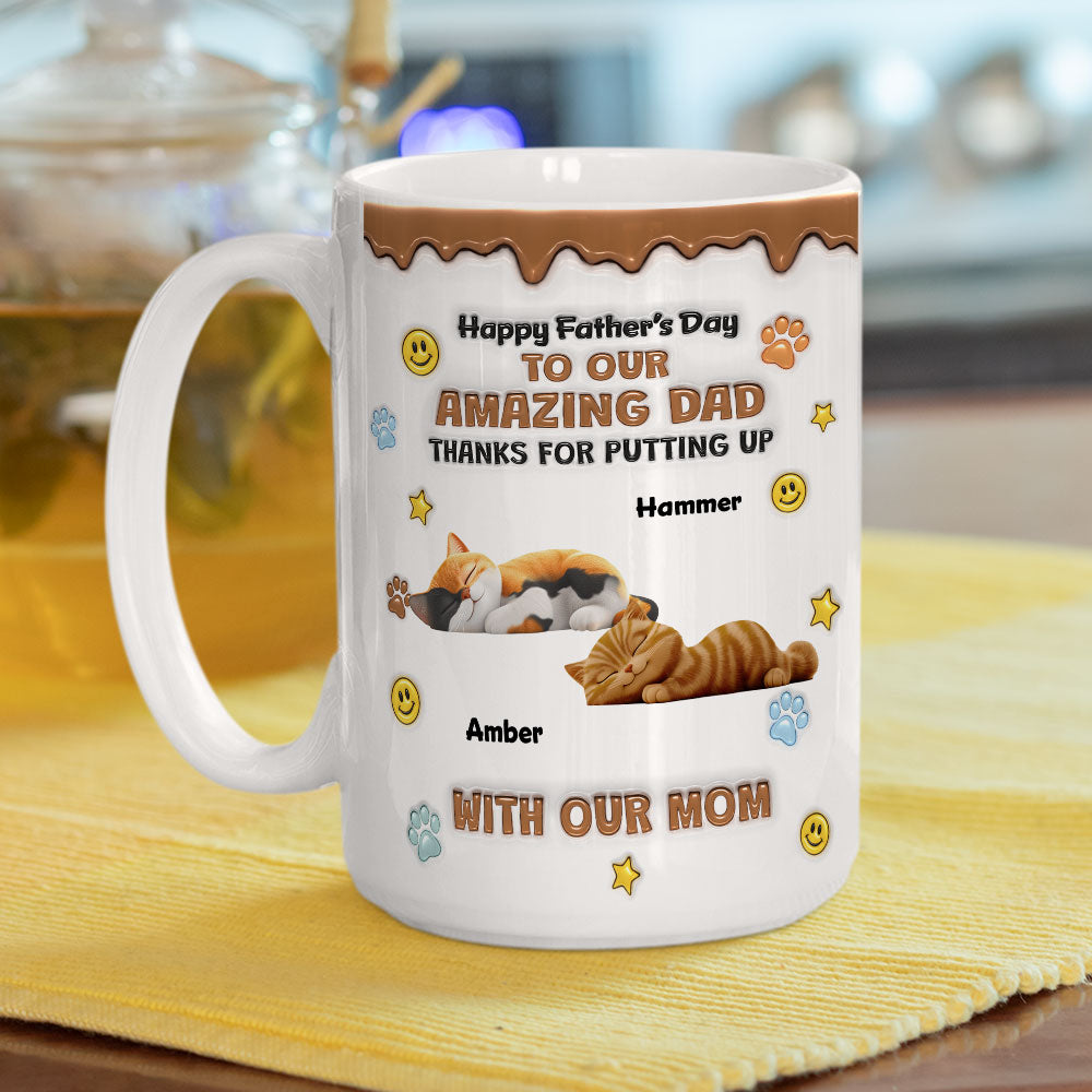 Custom Father's day Birthday Gifts For Cat Dad, Cat Lovers • Thank You For All Things Cat Dad - Personalized 3D Inflated Effect Mug