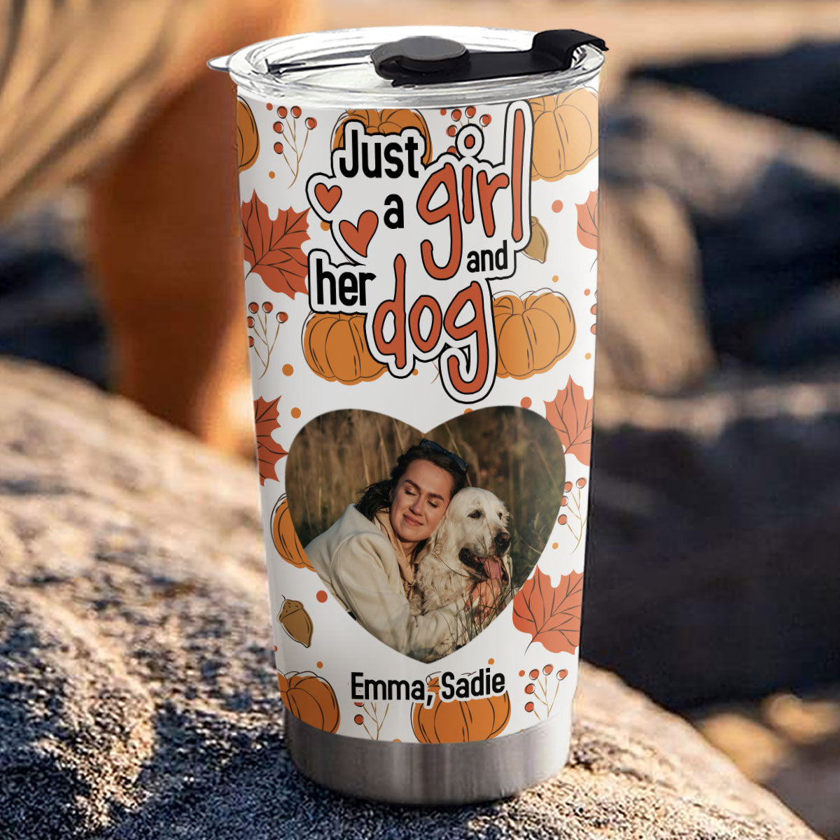 Custom Photo Christmas Birthday Gifts For Dog Mom, Dog Lovers • Falling For You Photo - Personalized Tumbler
