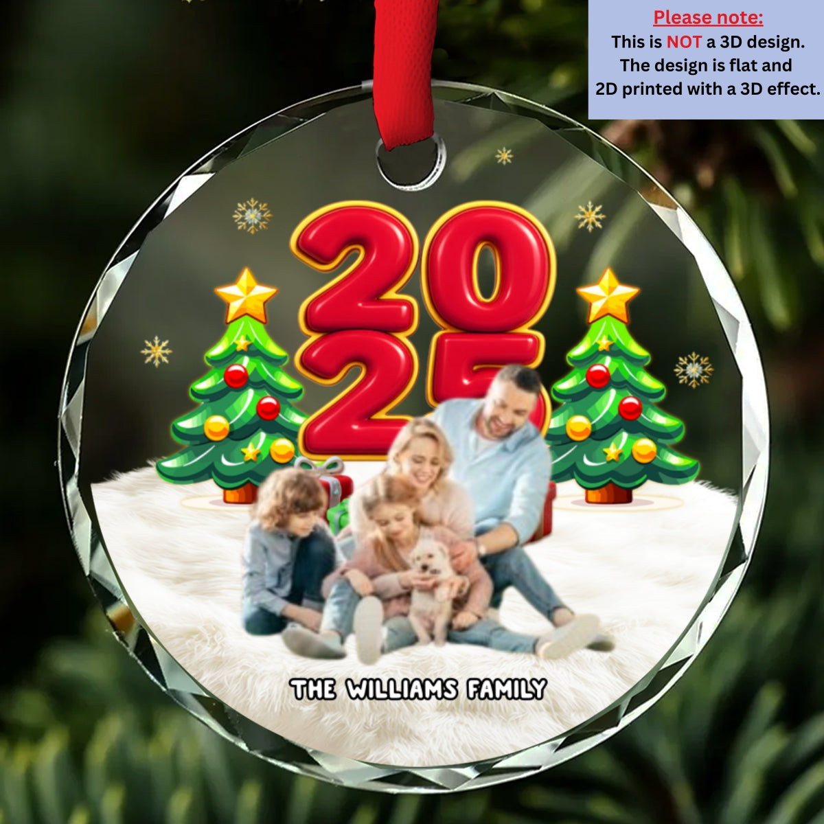 You Me And Our Kid Pet Photo - Personalized Glass Ornament