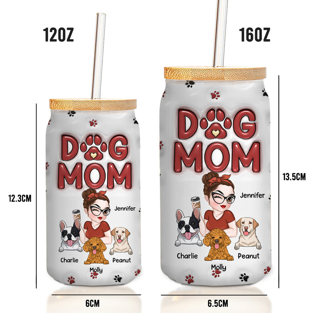 Lovely Dog Mom Mum - Personalized 3D Inflated Effect Glass Can