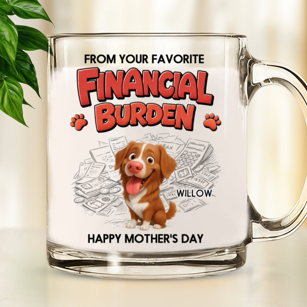 Custom Mother's day Birthday Gifts For Dog Mom, Dog Lovers • Your Favorite Burden - Personalized Glass Mug