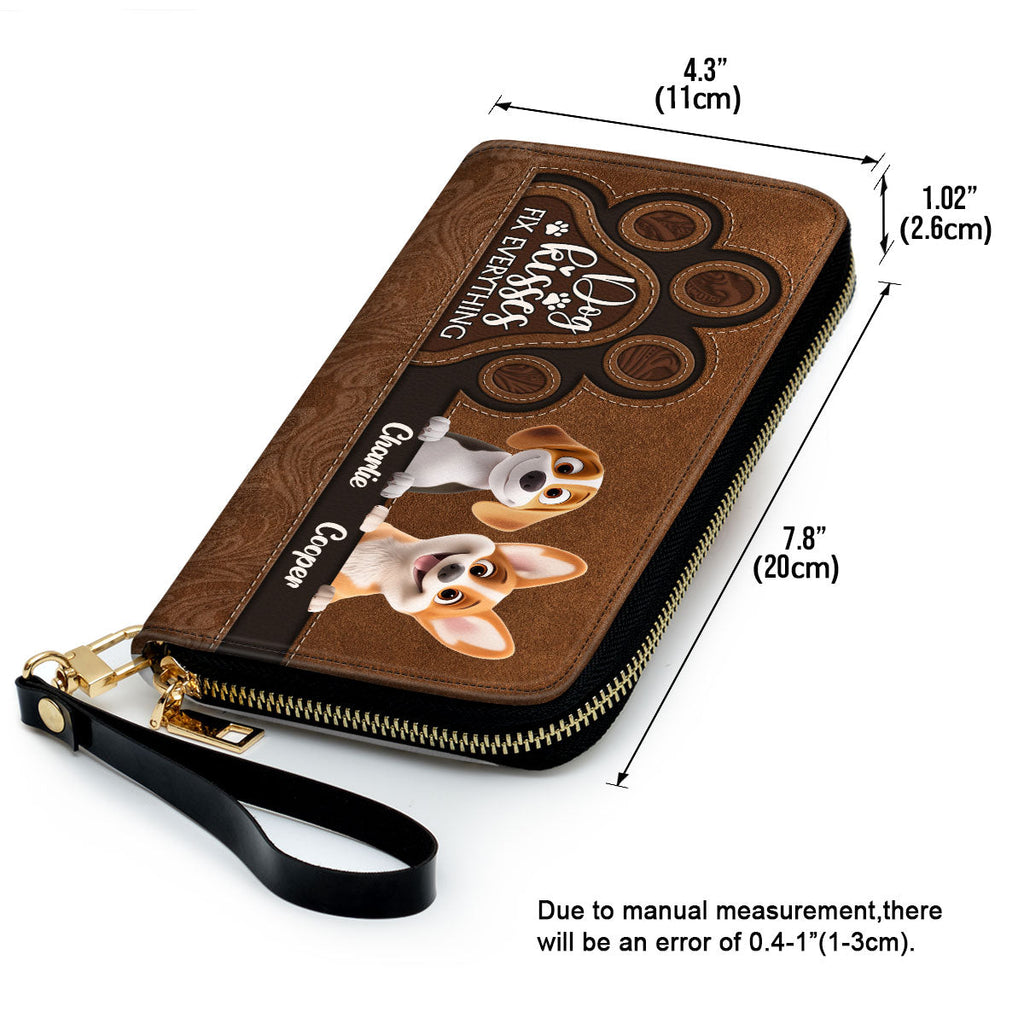 Dog Kisses Fix Everything - Personalized Leather Wallet