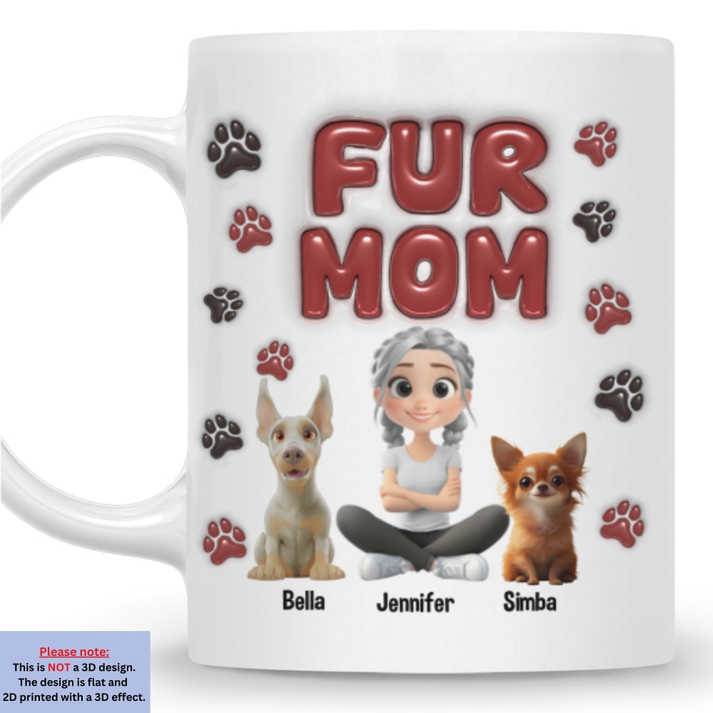 Custom Christmas Birthday Gifts For Dog Mom, Dog Lovers • Lovely Fur Mama - Personalized 3D Inflated Effect Mug