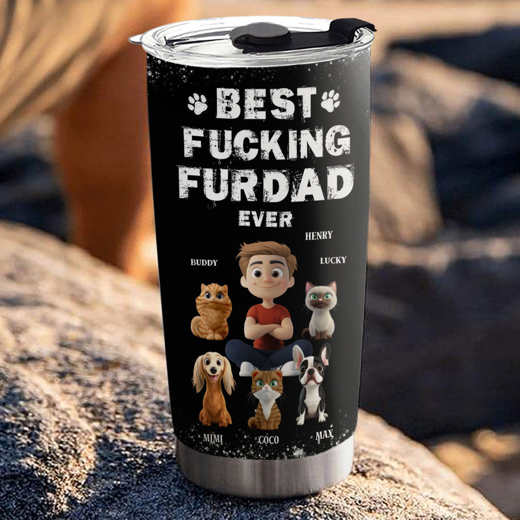 Custom Christmas Birthday Gifts For Pet Dad, Pet Lovers • This Is The Best Fur Dad - Personalized Tumbler