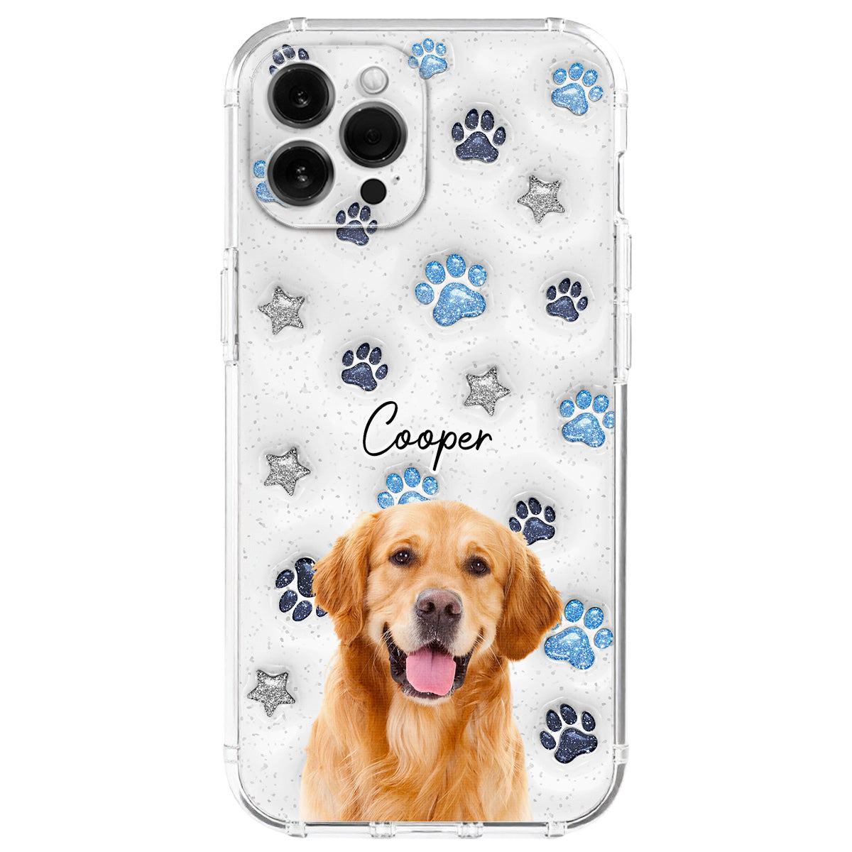 Dog Mom Dad Blue Star Photo - Personalized 3D Inflated Effect Phone Case