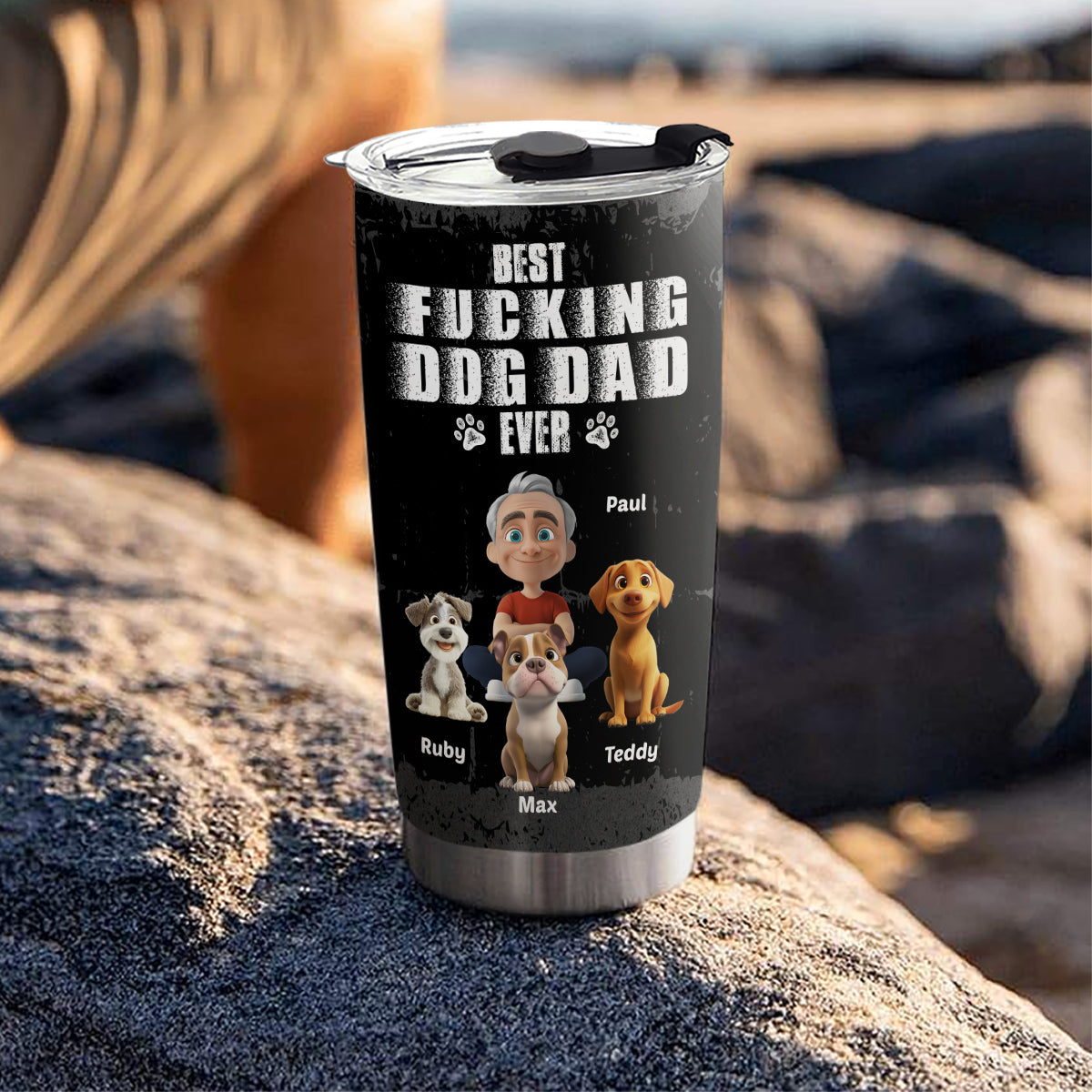 Custom Father's day Birthday Gifts For Dog Dad, Dog Lovers • Best Dad Ever - Personalized Tumbler